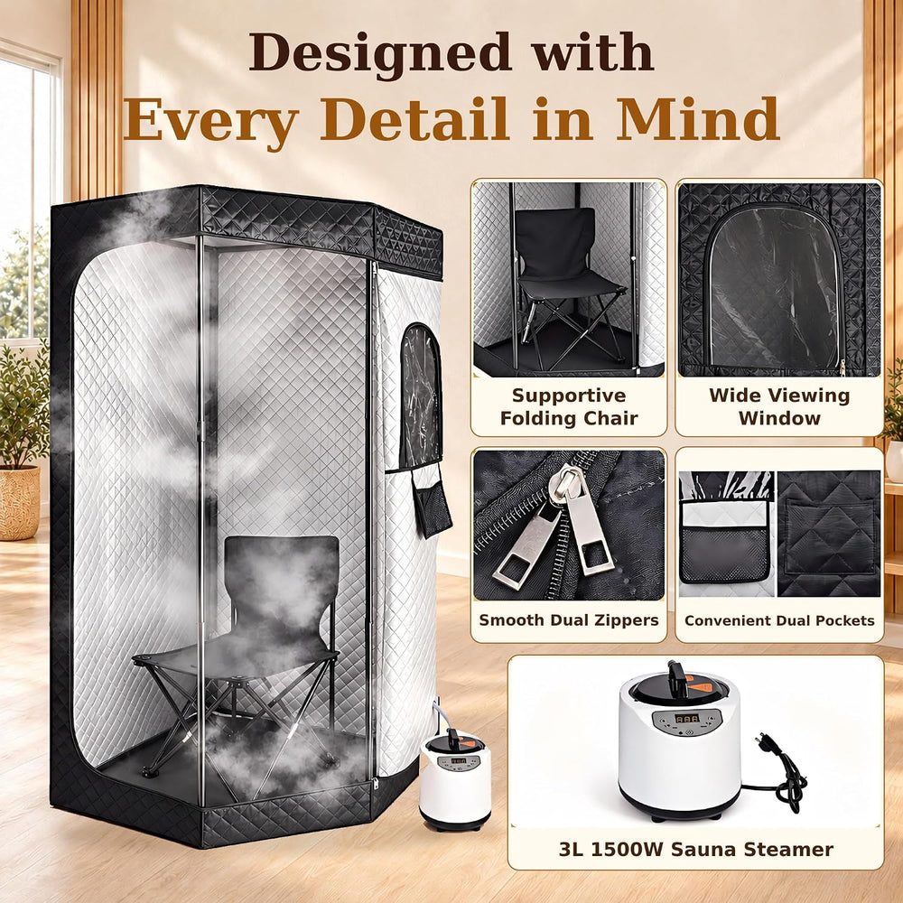 Portable Steam Personal Sauna Box for Home, 1500W Sauna Steam Room
